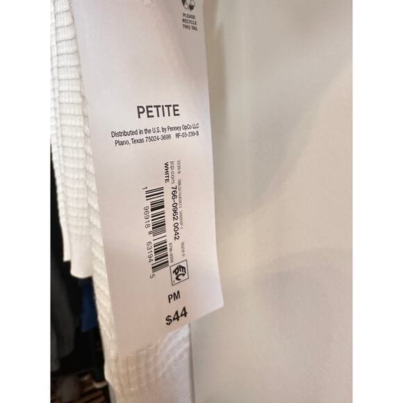 Liz Claiborne White M Waffle Knit Short Sleeved Sweater Preppy Basic Minimalist - Picture 6 of 7